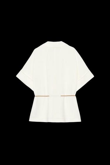 RAMIE SAFARI SHIRT WITH DRAWSTRING - Oyster-white by Zara