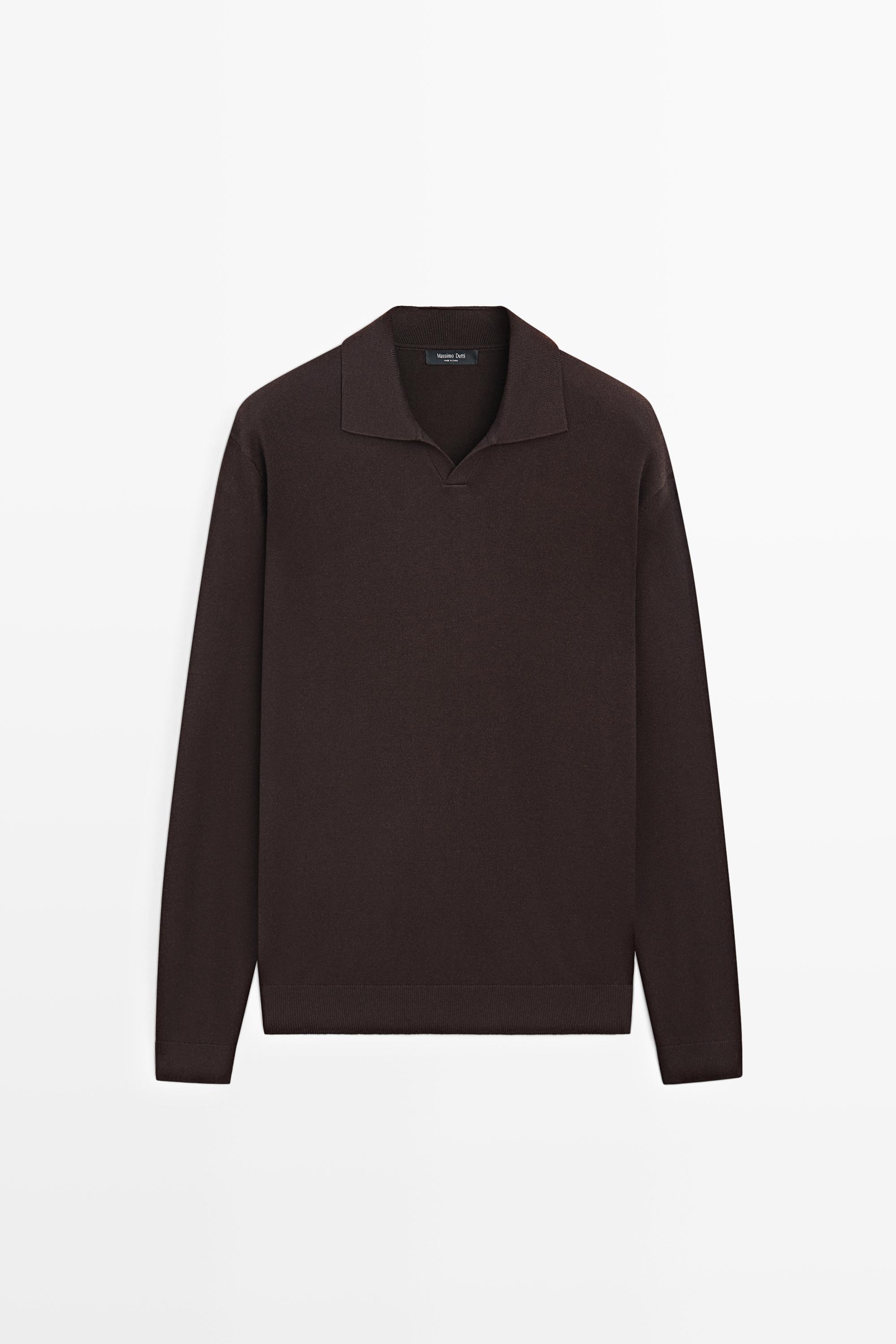 Polo collar knit sweater