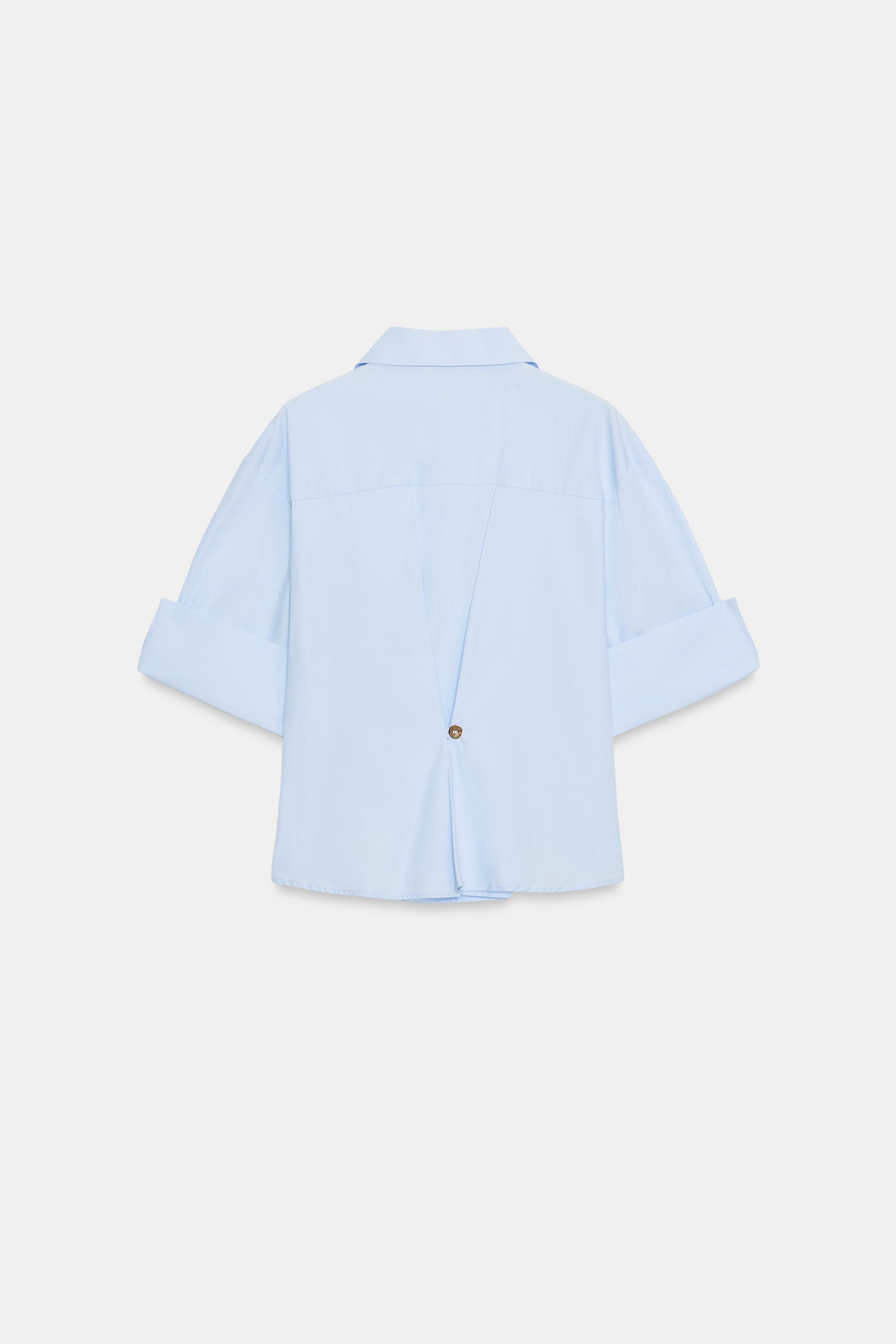 Женские рубашки Zara PLEATED SHORT SLEEVE SHIRT — фото 9