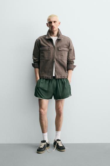 CROPPED FIT ZIP-UP JACKET - Brown / Taupe by Zara