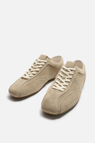 TENNIS EN CUIR À SEMELLE ULTRA-FINE - Beige de Zara - Image 3