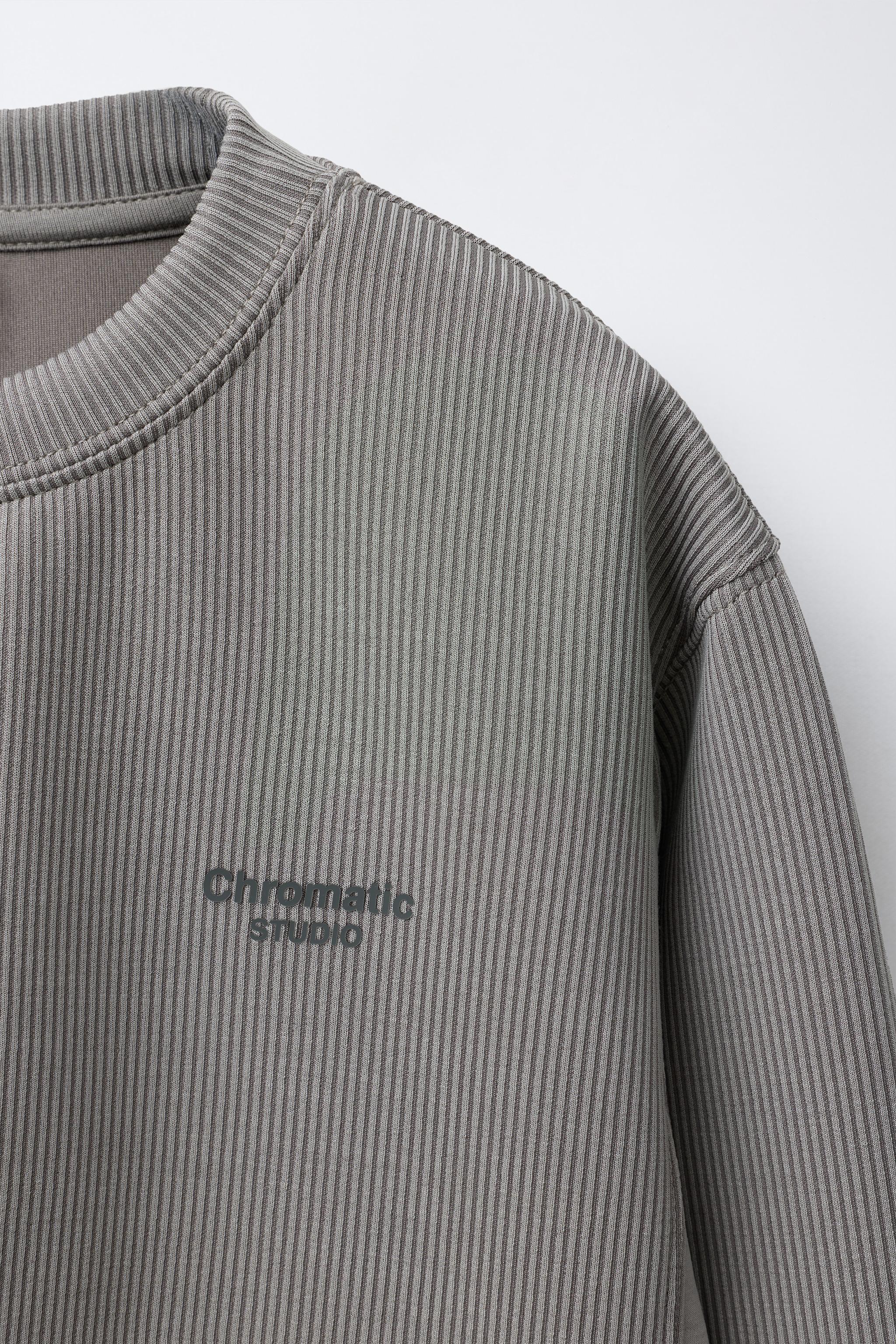 RIB TEXT SWEATSHIRT WITH MODAL