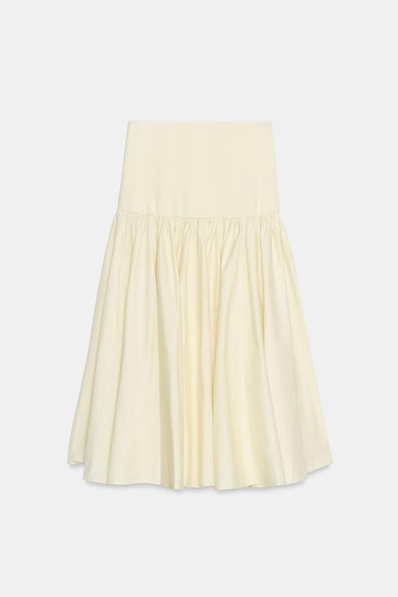 JUPE BIMATIÈRE EN INTERLOCK - Jaune clair de Zara - Image 5
