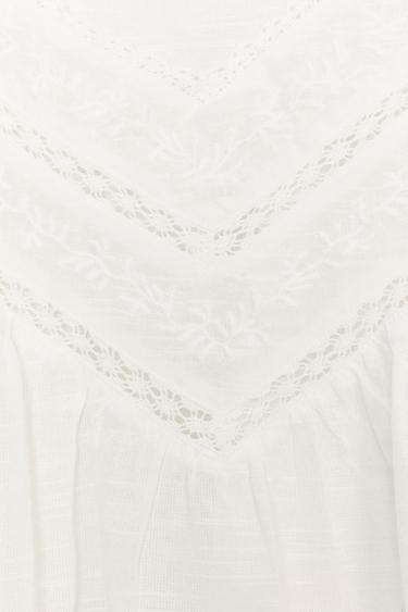 TOP EN COTON BRODÉ - Blanc cassé de Zara - Image 4