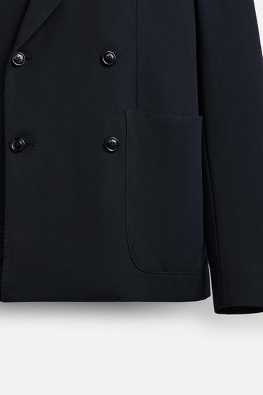 VESTE DE COSTUME CROISÉE 100 % LAINE - Bleu marine foncé de Zara - Image 10
