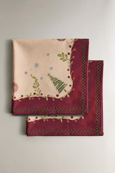 PACK OF CHRISTMAS PRINT NAPKINS (PACK OF 2) - Reds by Zara - Image 0