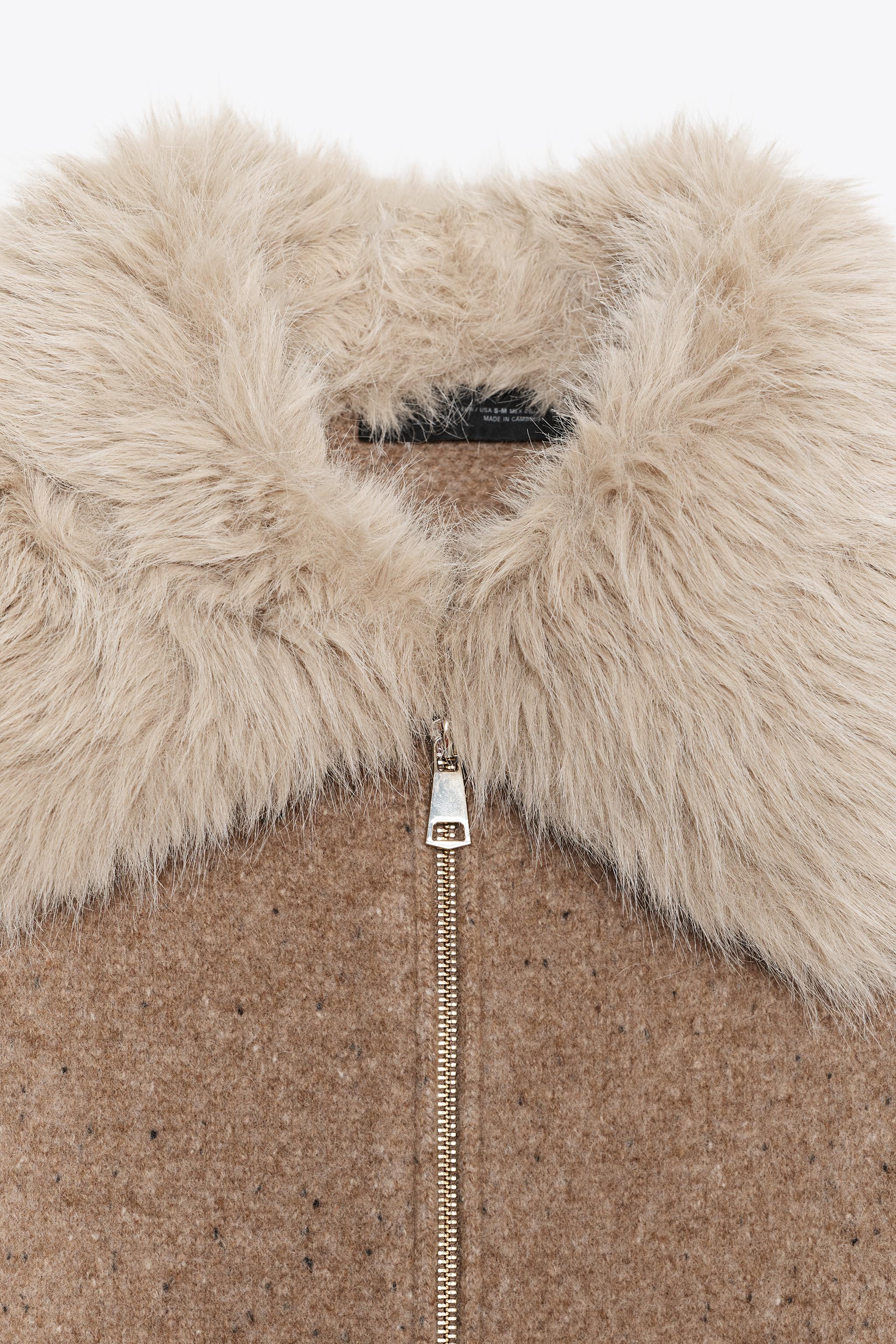 100% WOOL JACKET WITH FAUX FUR LAPEL - Toffee | ZARA New Zealand