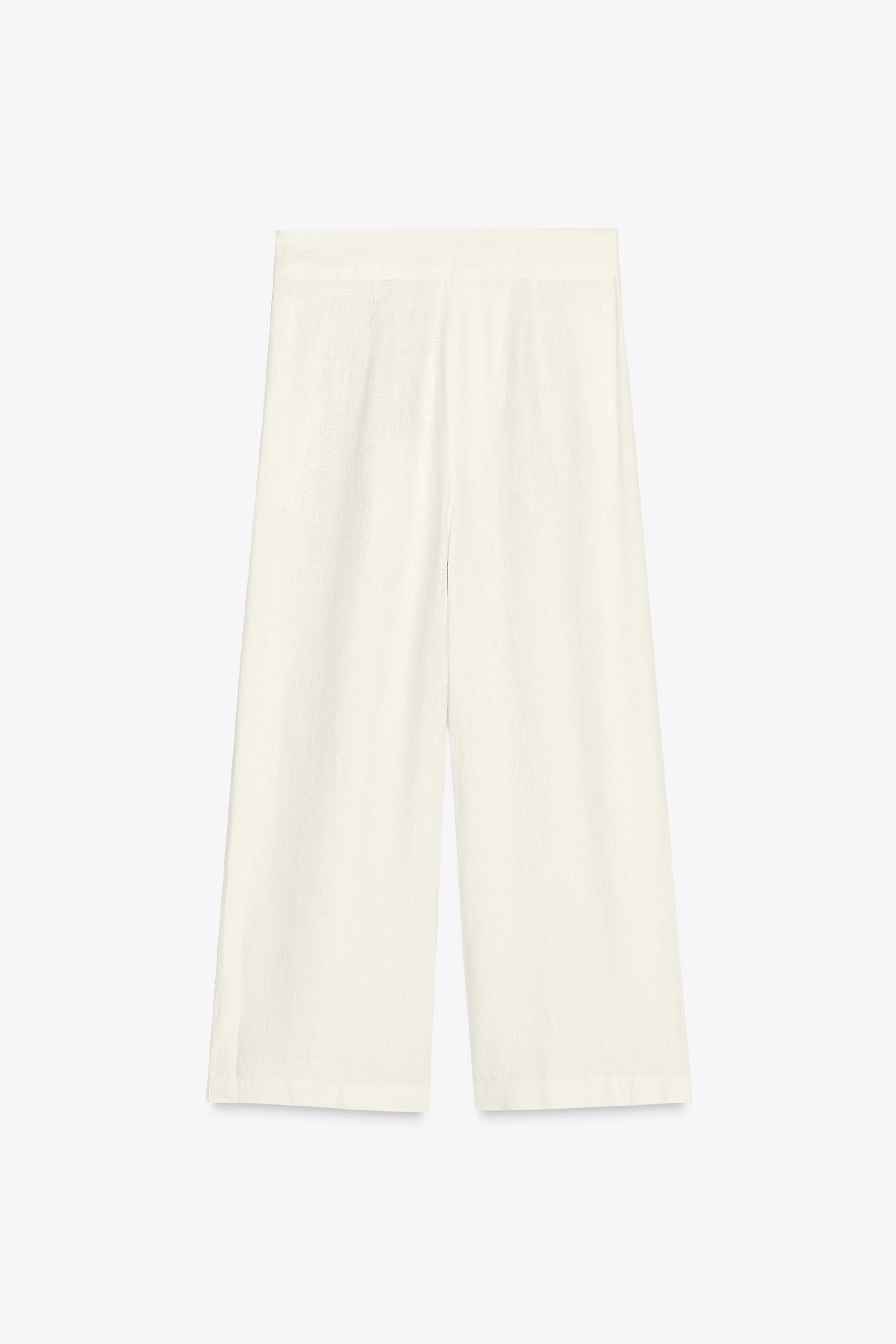 【ZARA】ダーツ入りリネン100% パンツ ZW COLLECTION 4786/113 ダーツ入りリネン100% パンツ ZW COLLECTION - エクリュ | ZARA