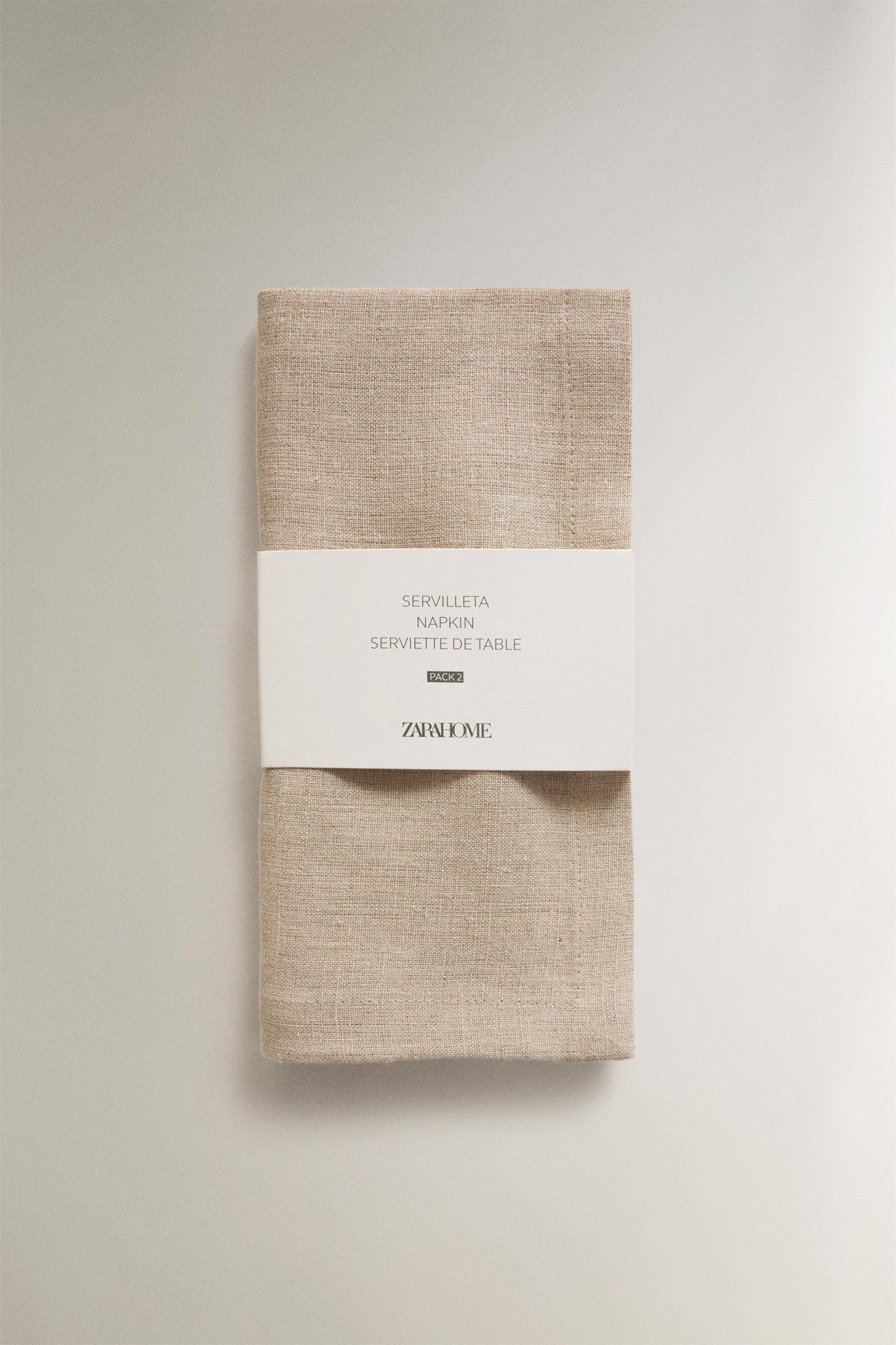 PACK OF PLAIN-COLOURED LINEN NAPKINS