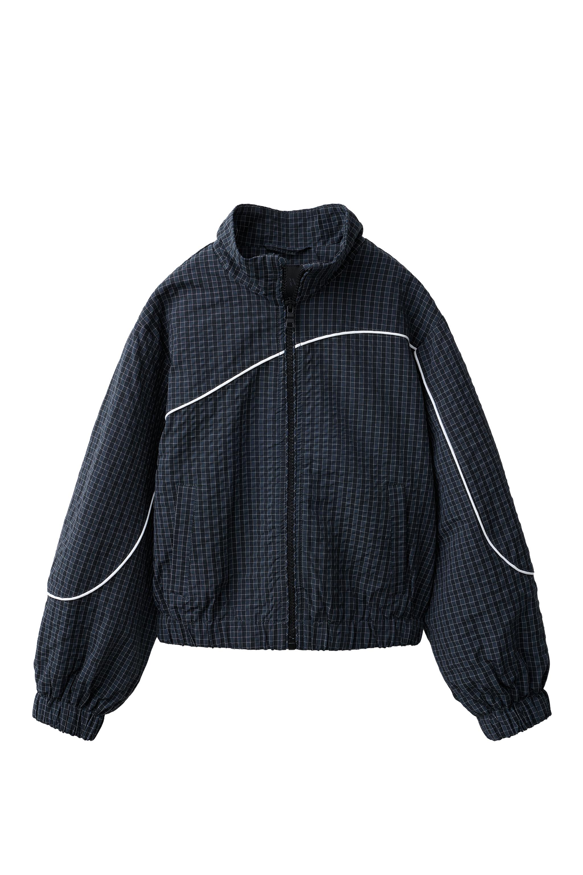 チェック柄＆コントラストパイピングジャケット - ブルー | ZARA Japan