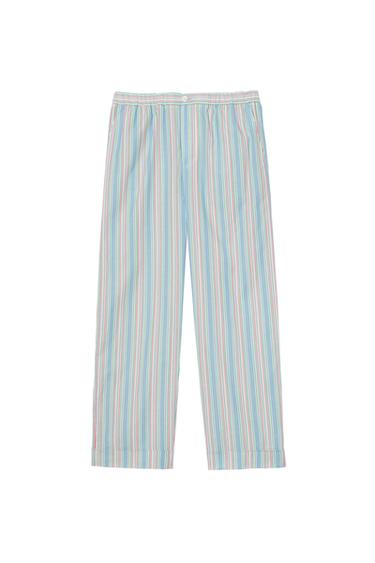 RELAXED FIT STRIPED JACQUARD TROUSERS - Light blue by Zara