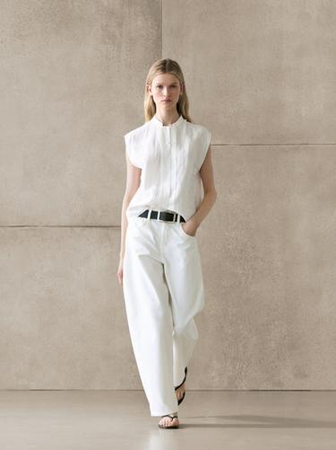 Camisa fluida detalle botones 100% lino - Blanco de Zara - Imagen 0