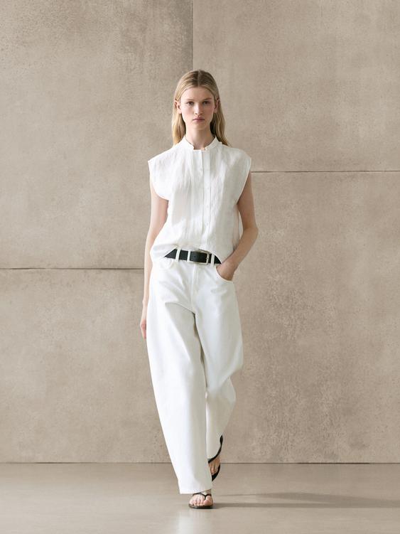 100% linen flowing shirt with button details from Zara - $100