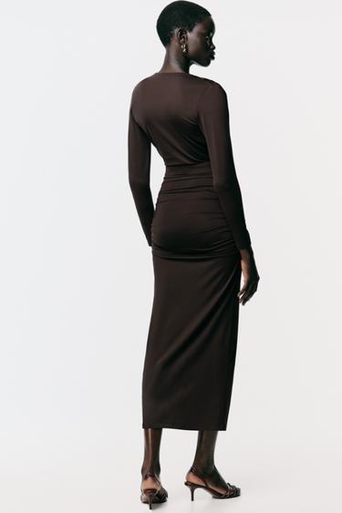 POLYAMIDE DRESS WITH HARDWARE BELT - Brown by Zara - Image 5