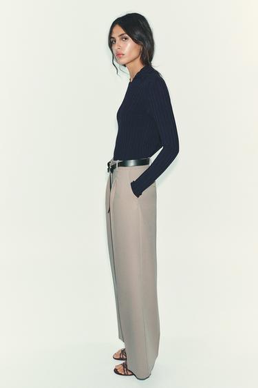 STRAIGHT-LEG DARTED TROUSERS WITH BELT -  by Zara - Image 4
