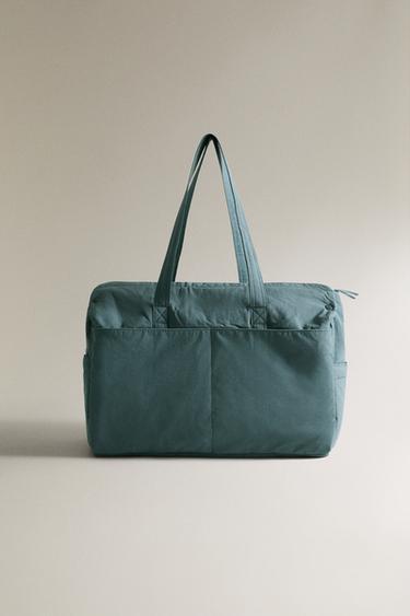 SAC MATERNITÉ COTON FEUILLES - Bleu de Zara - Image 0