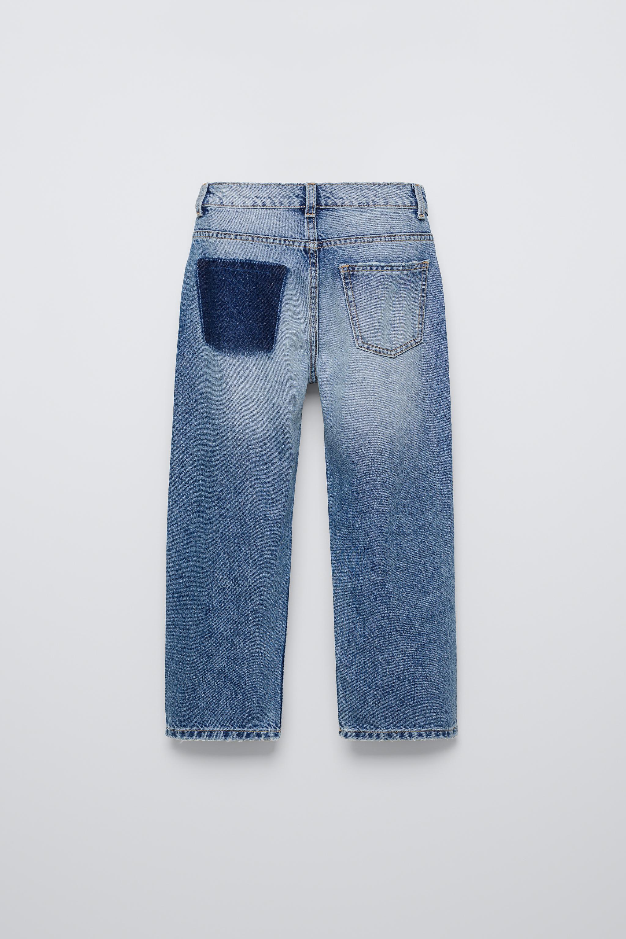 Zara Jeans Extreme Wide Fit Rotos En Azul 10 Anos 140 Cm Ninos