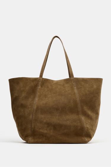 LEATHER SPLIT SUEDE MAXI SHOPPER BAG - 1-525 by Zara