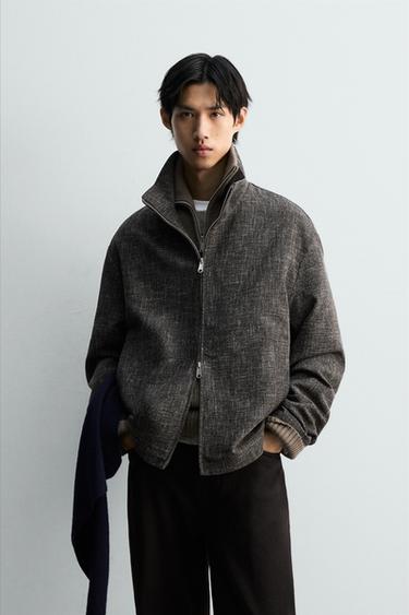 ÁO KHOÁC VẢI DỆT PHA VISCOSE DÁNG SƠ MI - Màu nâu từ Zara