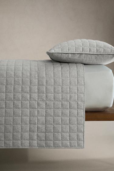 GREY COTTON JERSEY MELANGE QUILT - Light grey by Zara - Image 1