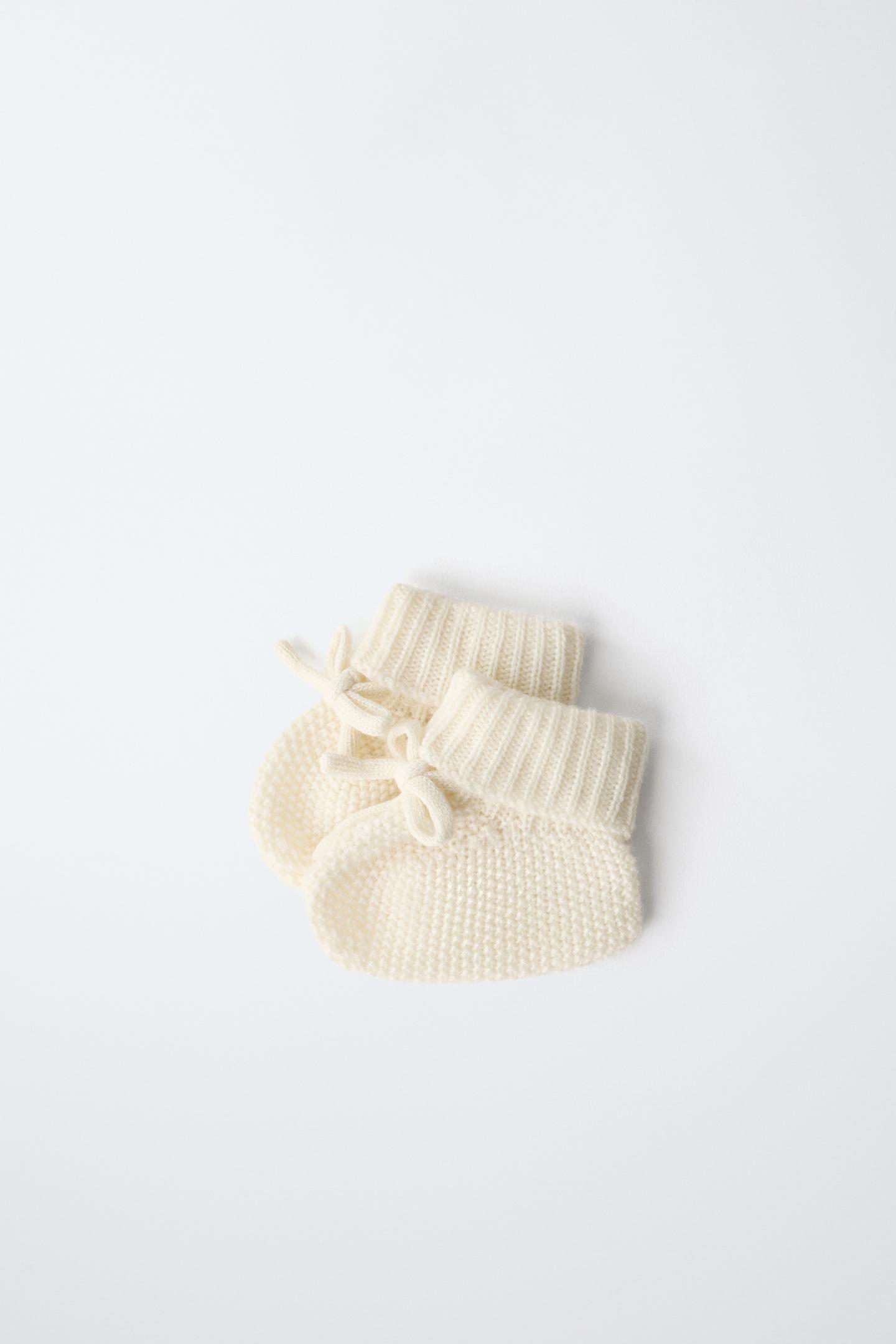 Детские пинетки Zara Knit Baby Booties, цвет: Молочный белый — фото 8