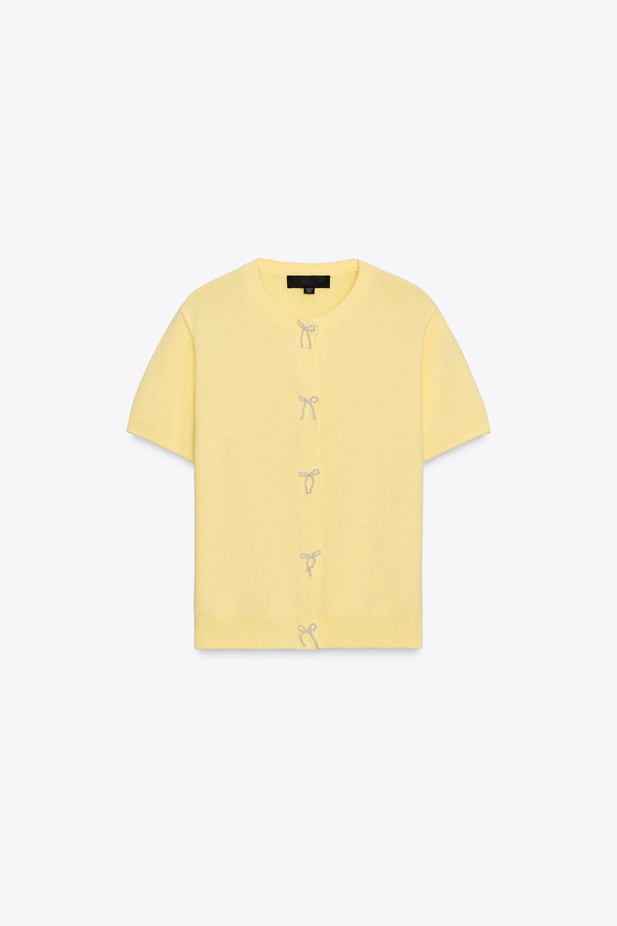 スペイン ZARA フリンジとオーガンザリボン付きニットジャケット スペイン ZARA フリンジとオーガンザリボン付きニットジャケット