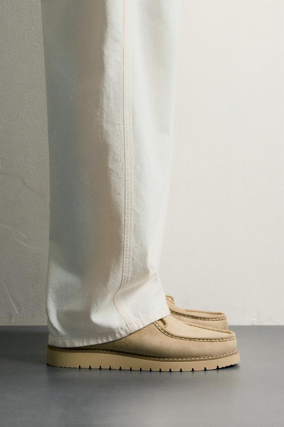 Мужские туфли Zara Apron-Toe Lace-Up, цвет: Бежевый