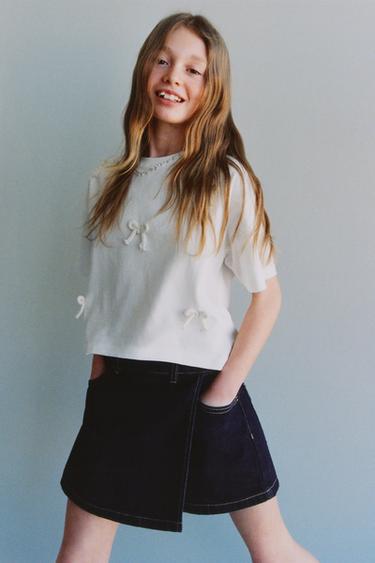 DRAWSTRING BOW T-SHIRT - White by Zara