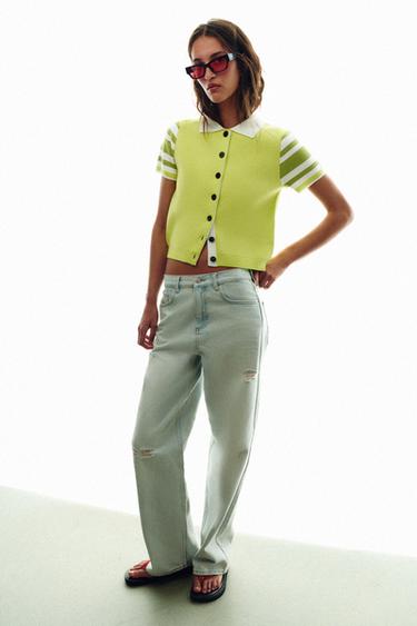 CHAQUETA POLO PUNTO RAYAS - Lima flúor de Zara