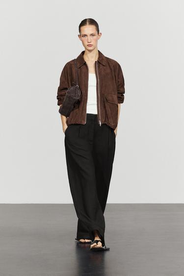 Pantalón barrel fit pliegues - Negro de Zara