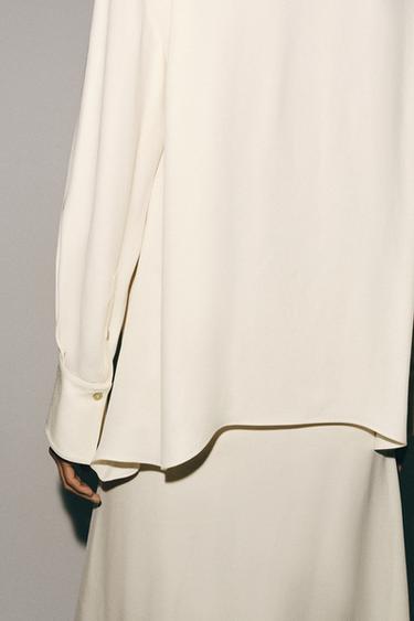 BLOUSE À NŒUD ET PLIS ZW COLLECTION - Écru de Zara - Image 3