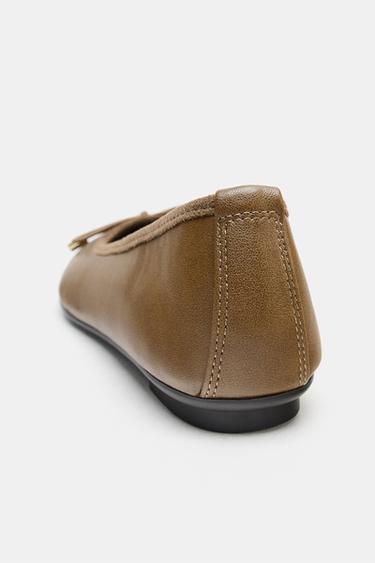 BALLET FLATS WITH BOW - Brown by Zara - Image 5