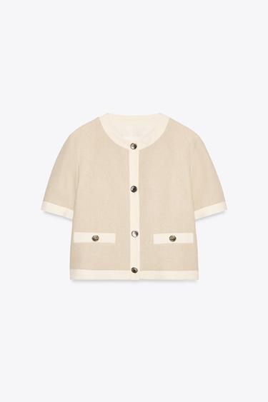 BLAZER MANGA CORTA CON LINO - Beige claro de Zara
