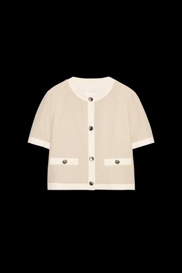 BLAZER MANGA CORTA CON LINO - Beige claro de Zara - Imagen 0