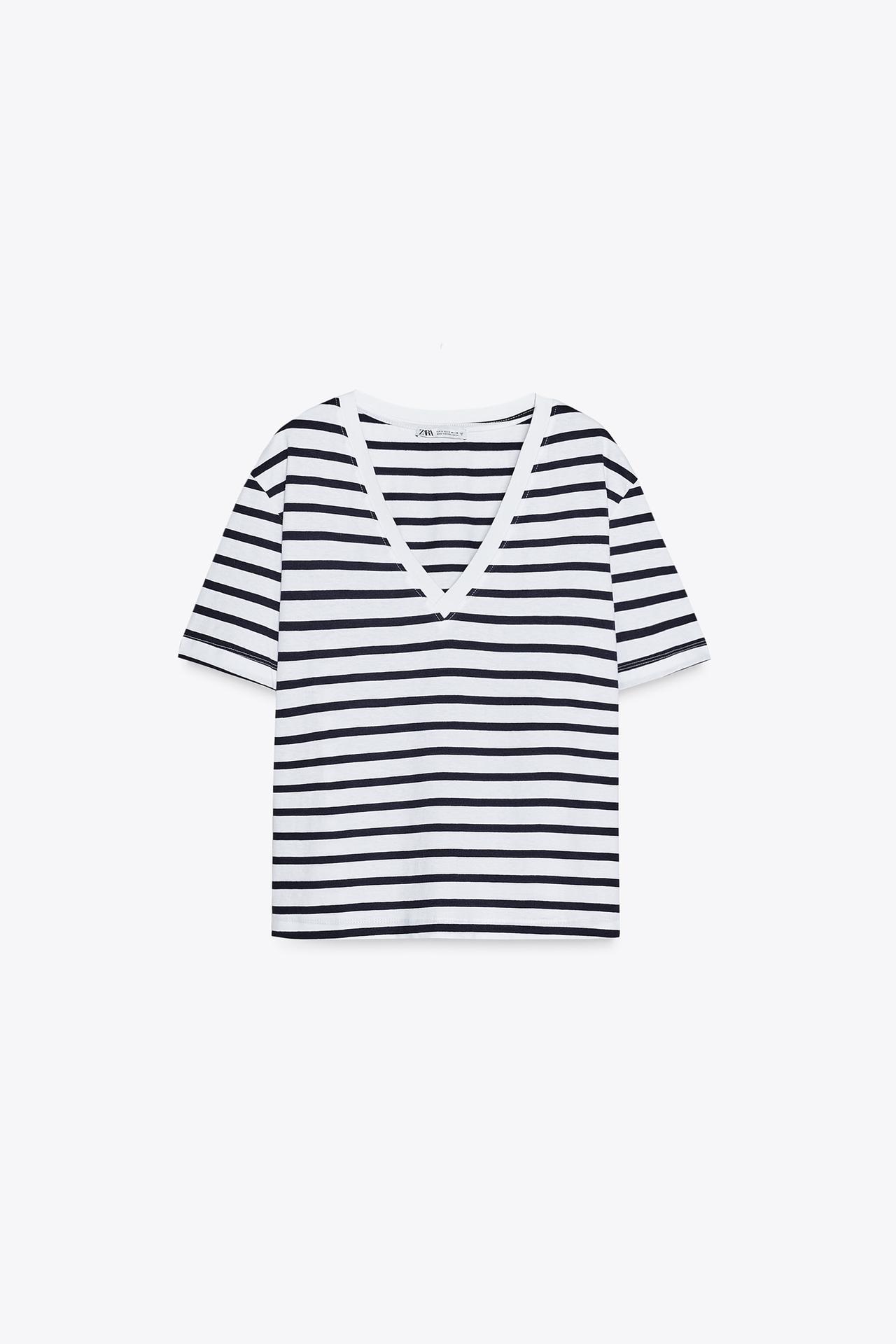 CAMISETA ALGODÓN BÁSICA - rayas de Zara