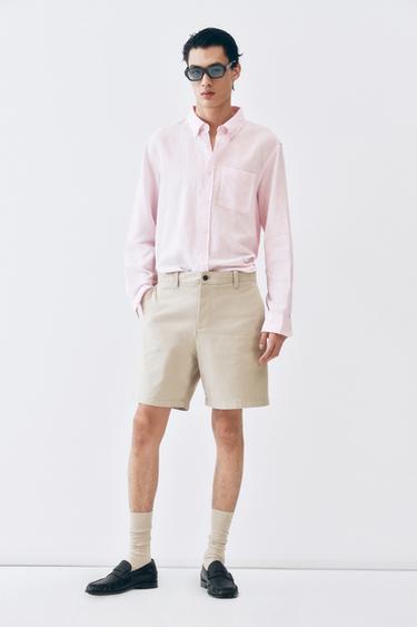 REGULAR FIT LINEN-COTTON SHIRT - Pink by Zara