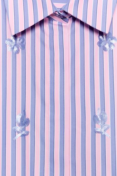 CHEMISE À RAYURES PAILLETTES - Rose / Lilas de Zara - Image 8
