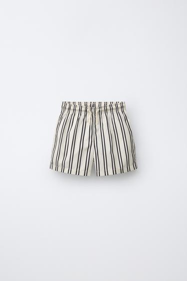SHORT DE BAIN À RAYURES (6-14 ANS) - Écru / Noir de Zara - Image 0