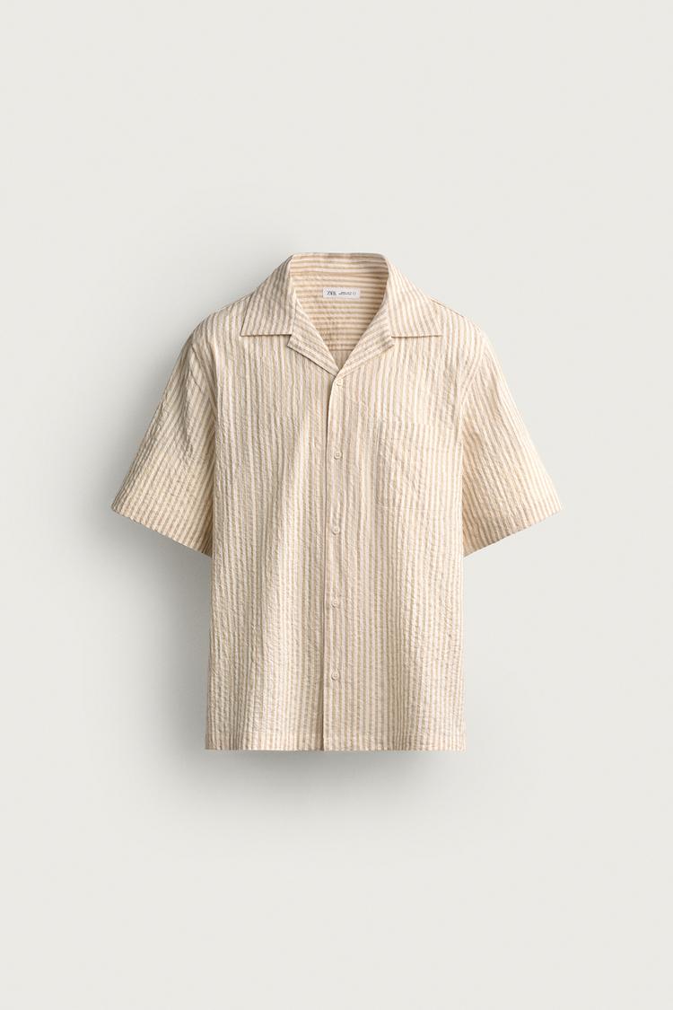 Camisa regular fit rayas efecto arrugado