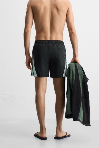 MID-LENGTH SWIMMING TRUNKS WITH CONTRAST BANDS - Black by Zara - Image 3