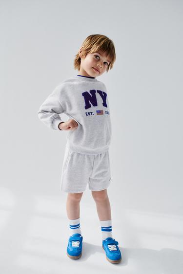 Zara TERRY PATCH SWEATSHIRT - Gray marl