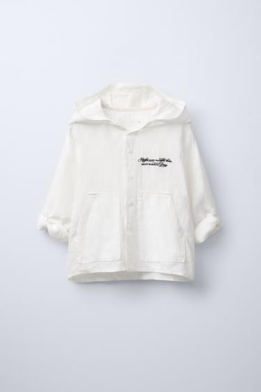 LINEN HOODED OVERSHIRT - Ecru by Zara - Image 0