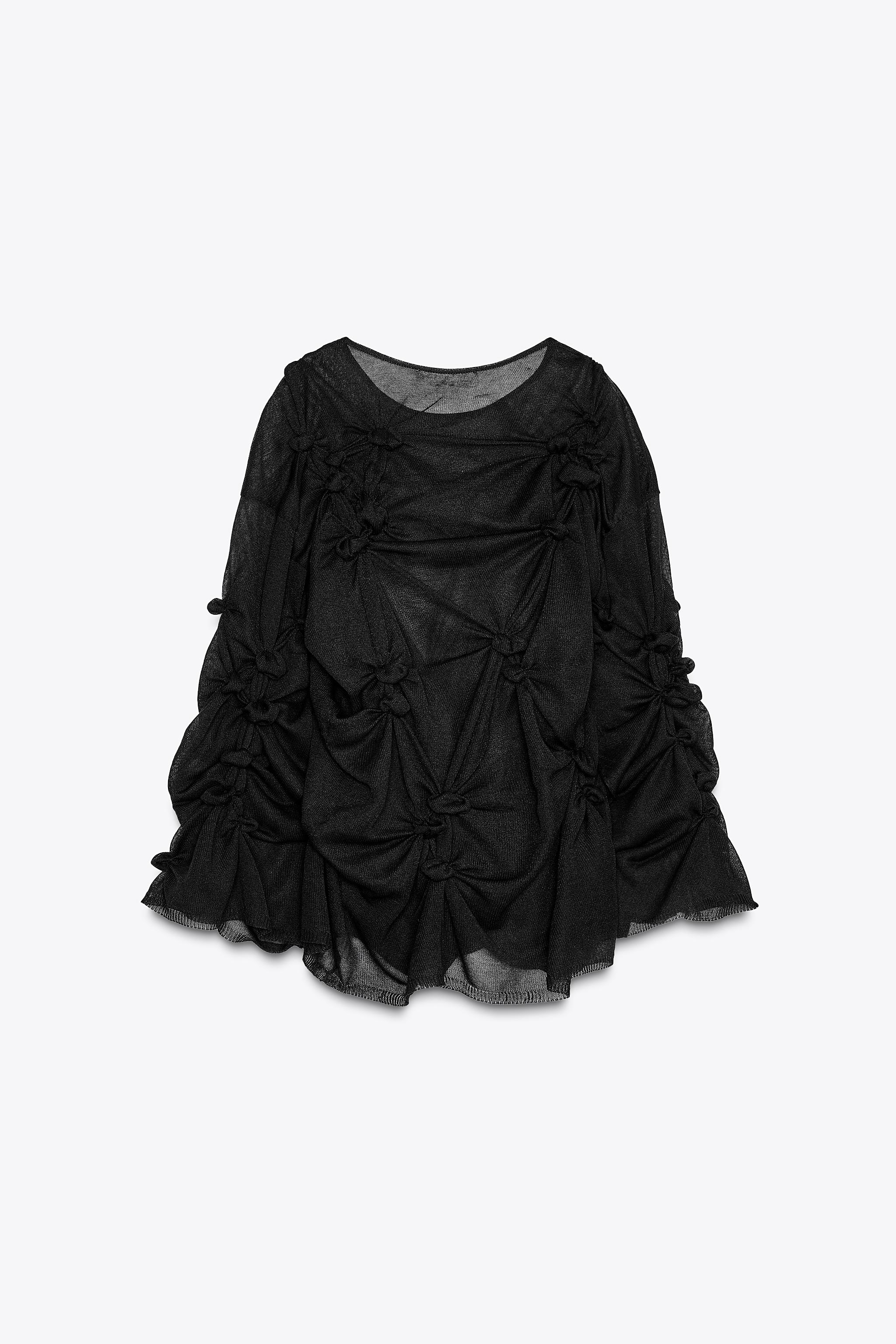 宅配便配送 - LIN FANGLU X ギャザーセーター ノット ブラック Japan ZARA | トップス