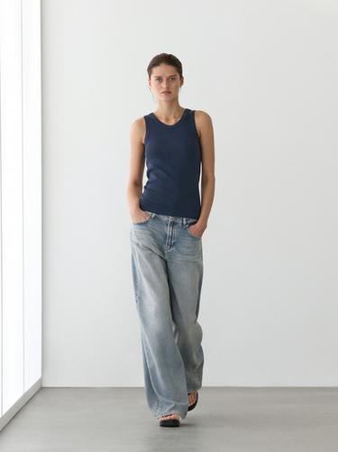 Zara Cotton blend halter top - Navy blue