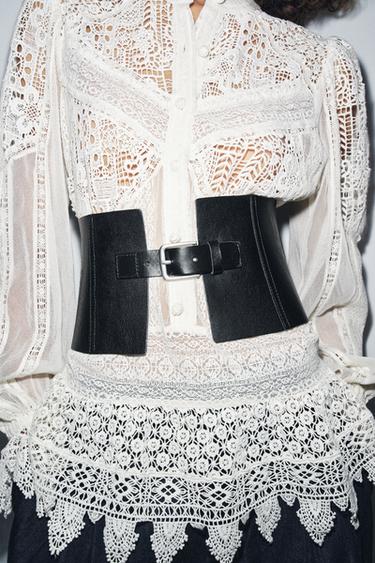TEXTURED LEATHER OBI BELT - Black by Zara - Image 1