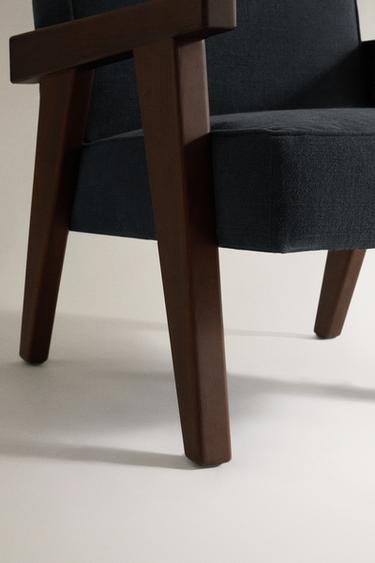 FAUTEUIL EN NOYER ET LIN ZARA HOME BY BLASCO - Bleu pétrole de Zara - Image 4