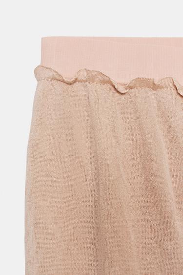 CRINKLE-EFFECT KNIT MIDI SKIRT - Beige-pink by Zara - Image 9