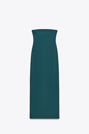 STRAPLESS DRESS - Green by Zara