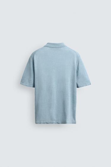 100% LINEN KNIT SHIRT - Sky blue by Zara - Image 7