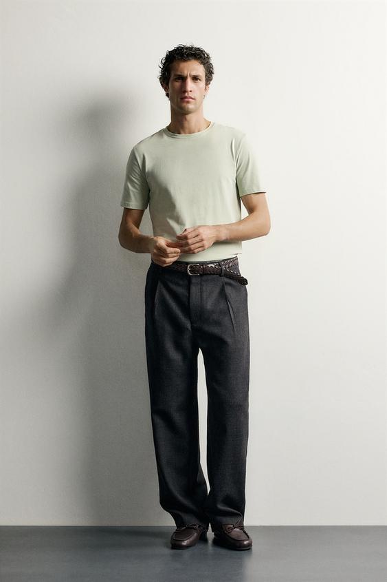 BASIC SLIM FIT T-SHIRT /01 - Light green by Zara - Image 0